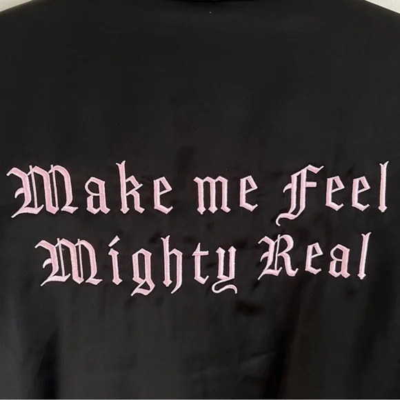 Zoe Karssen Satin Bomber Jacket Leopard Make Me Feel Mighty Reel Size S NWT $325 - Picture 4 of 11